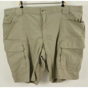 Duluth Trading Flex Dry On The Fly Mens 48 x 10 Beige Stretch Nylon Cargo Shorts